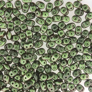 Superduo Beads, Polychrome Sage & Citrus, 10g.