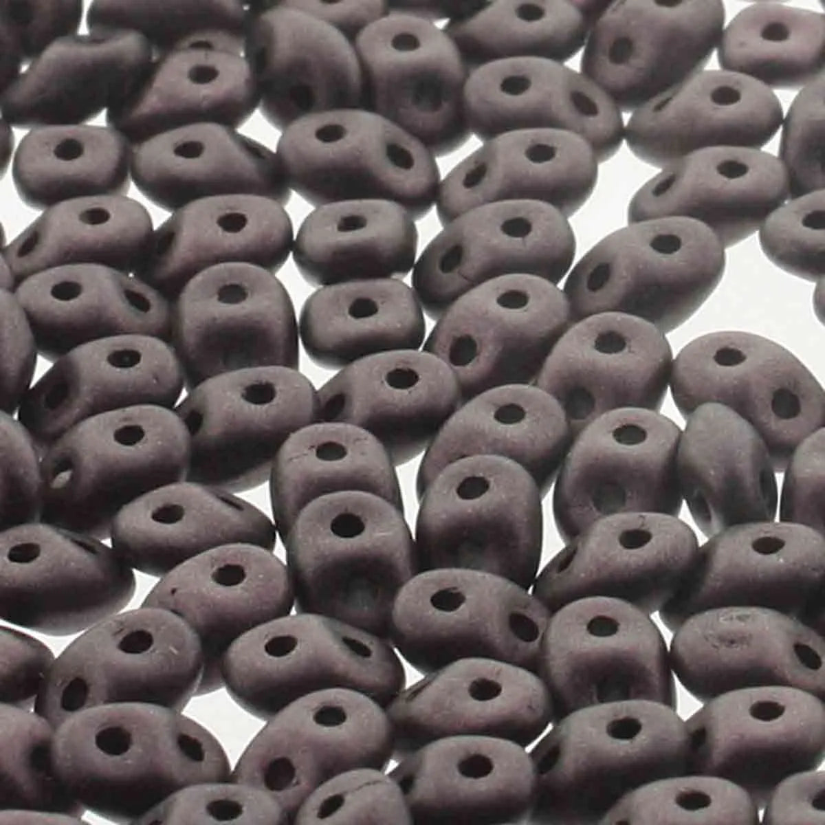 Superduo Beads, Jet Metallic Suede Dark Brown, 10g.