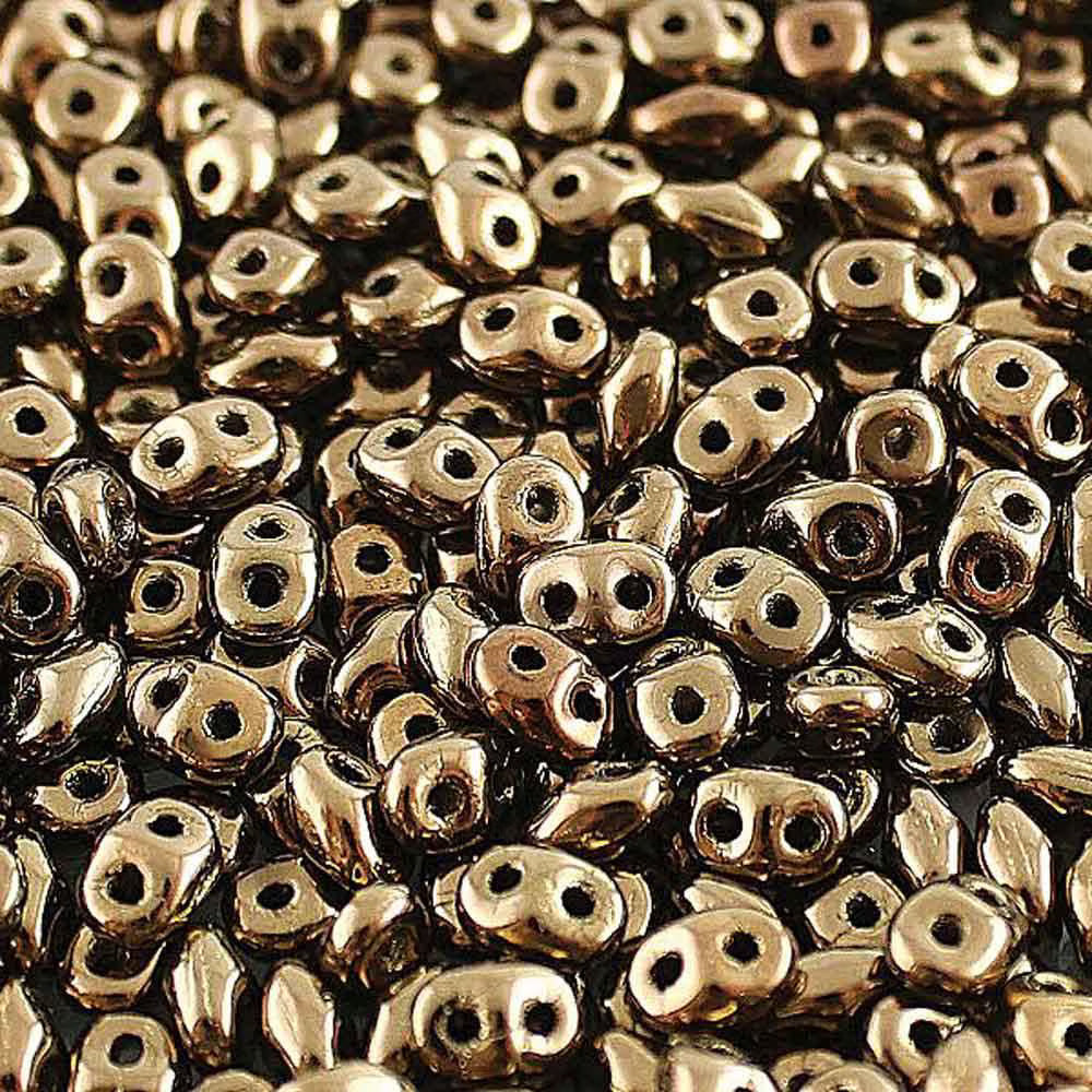 Superduo Beads, Jet Gold Bronze, 10g.