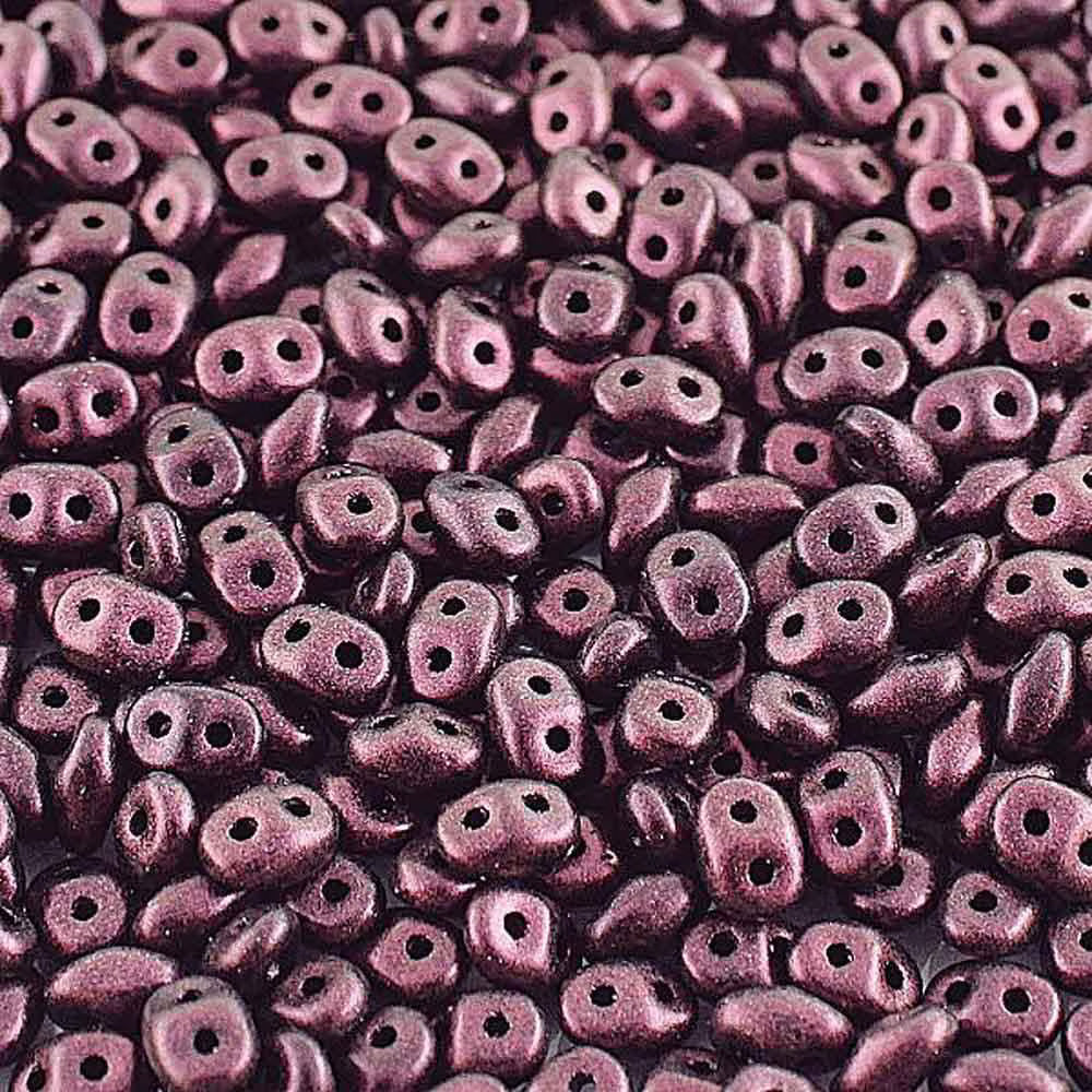 Superduo Beads, Polychrome Dark Amethyst, 10g.