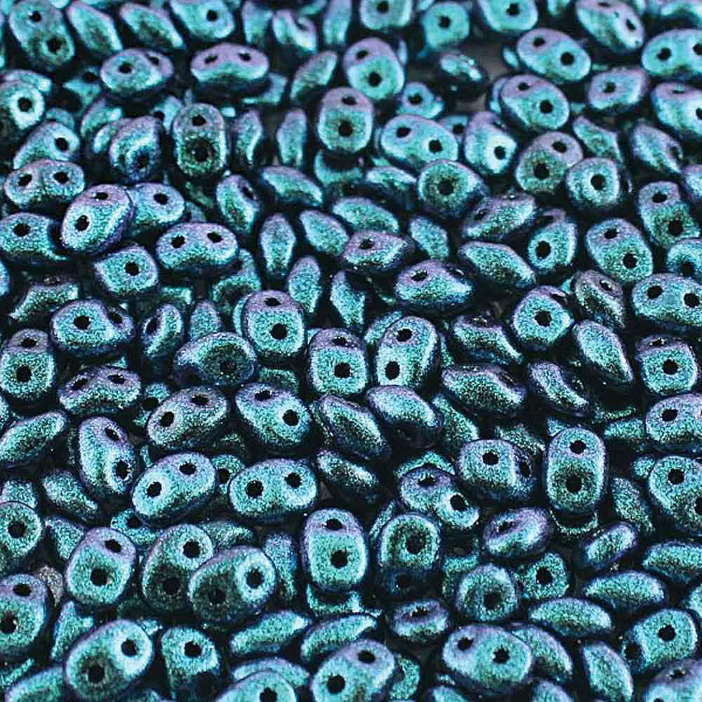 Superduo Beads, Polychrome Dark Capri Blue, 10g.