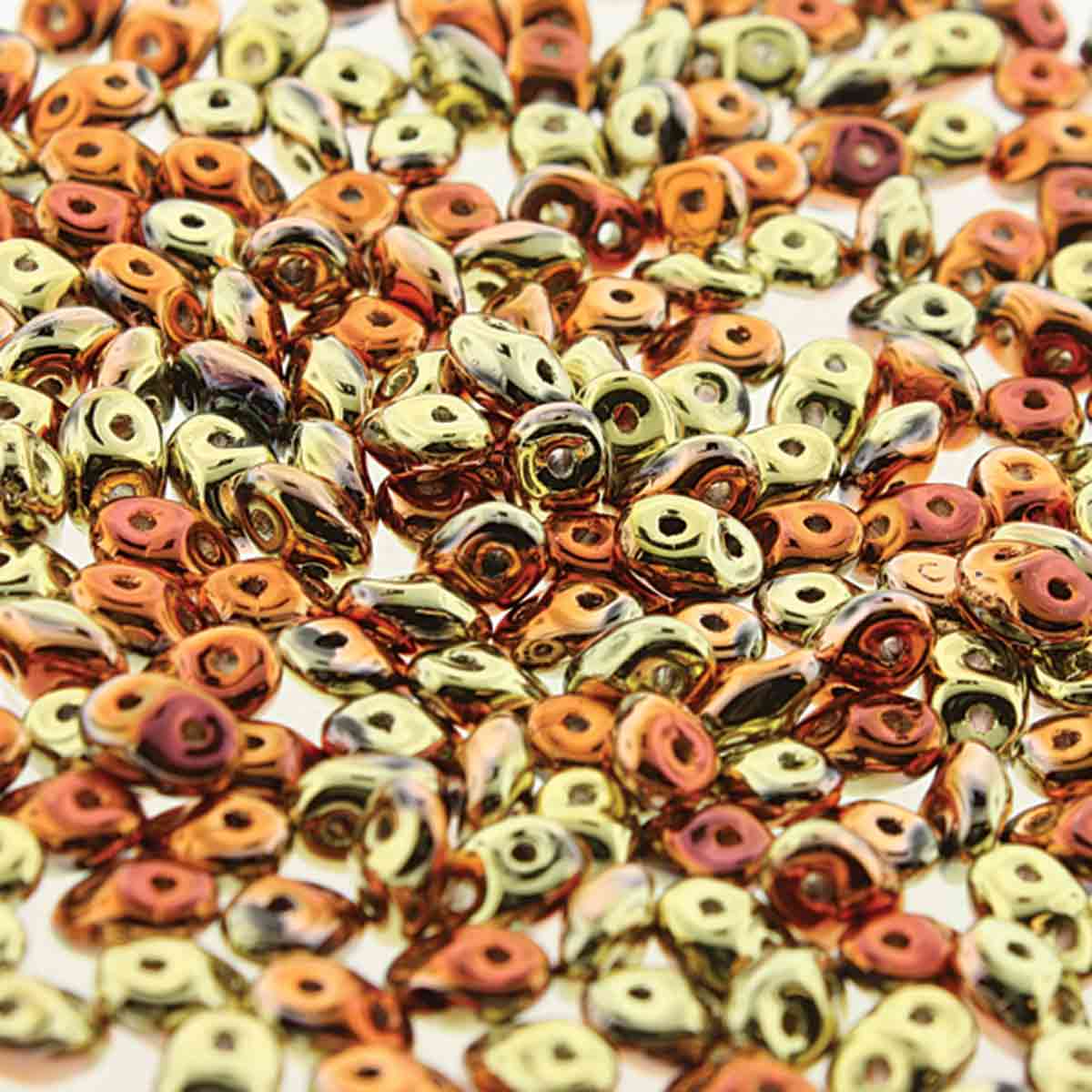 Superduo Beads, Jet California Gold Rush, 10g.