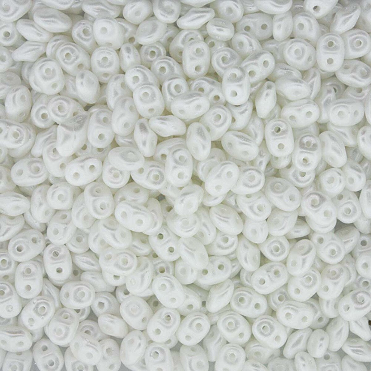 Superduo Beads, Pastel White, 10g.