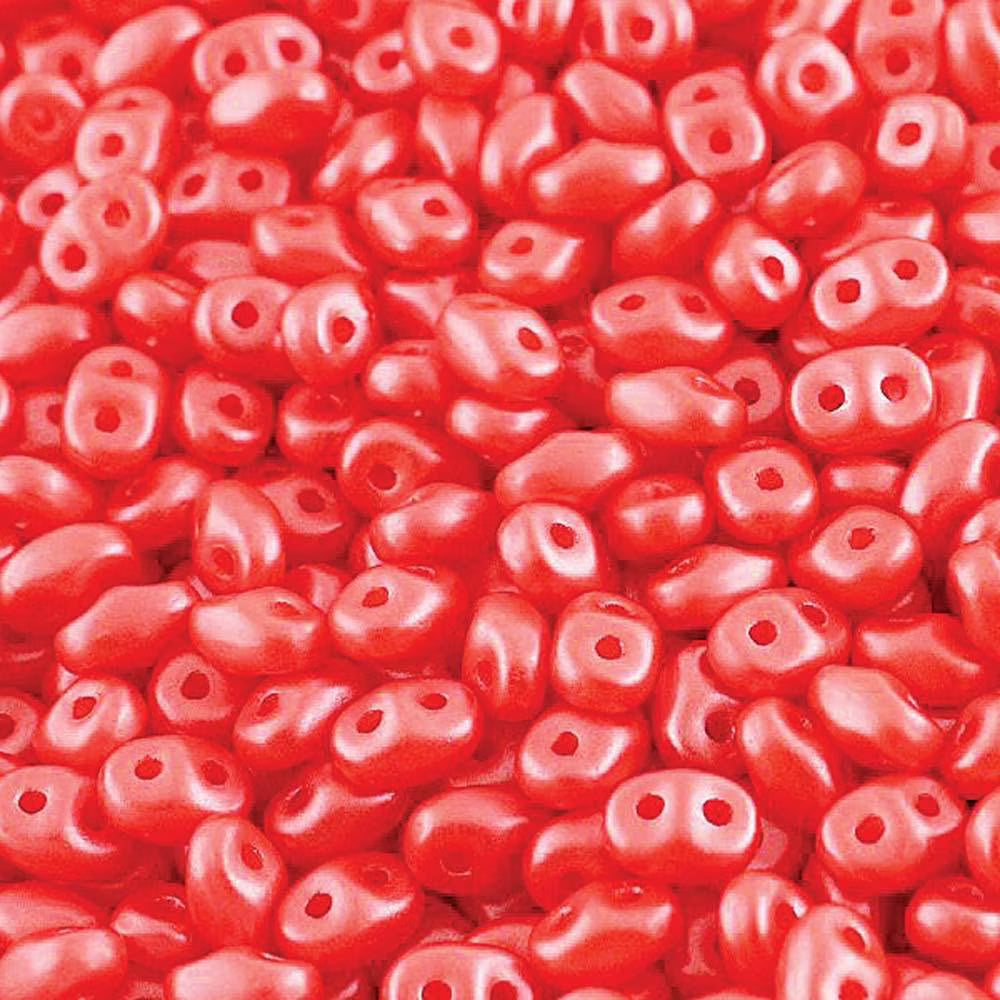 Superduo Beads, Pastel Coral, 10g.