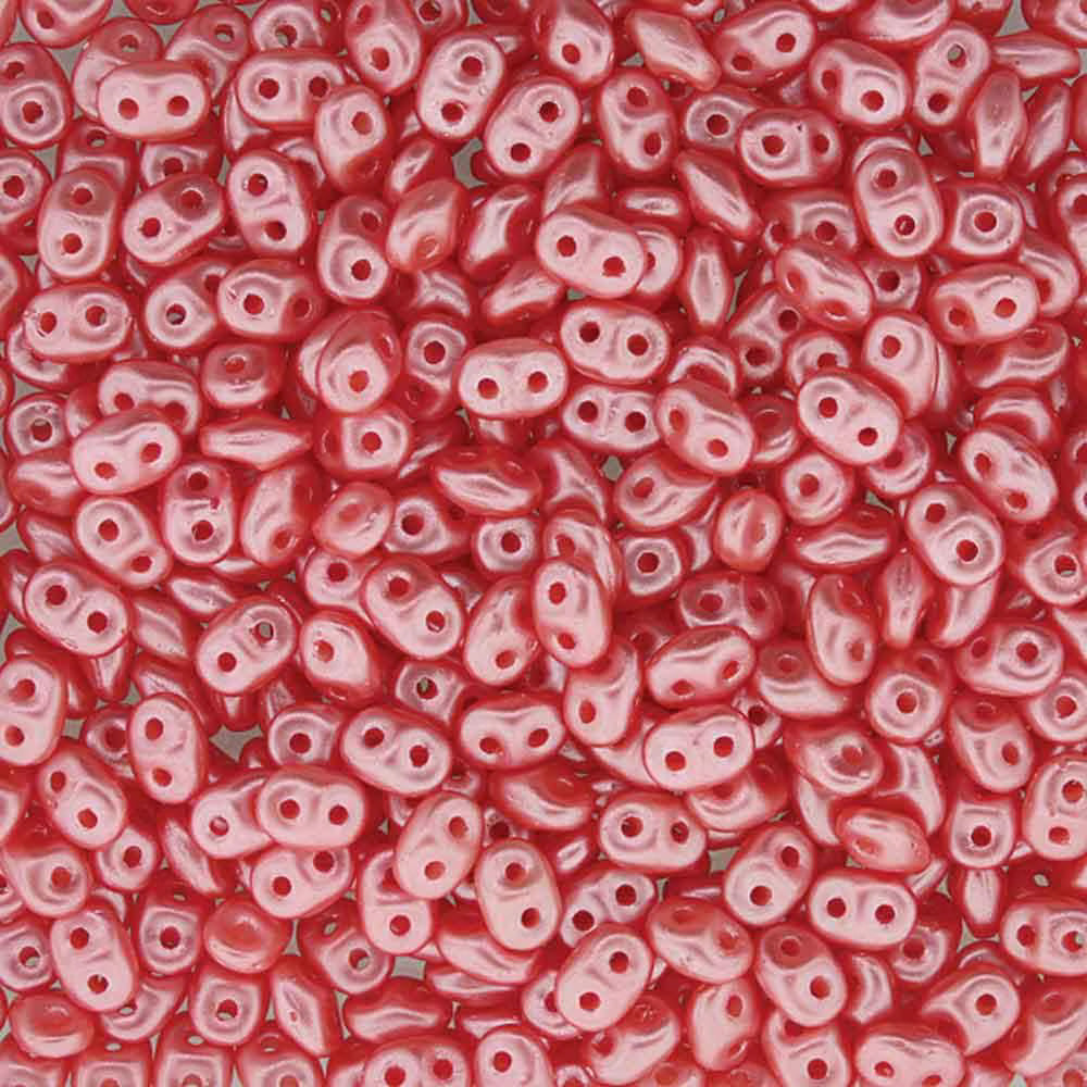 Superduo Beads, Pastel Light Coral, 10g.