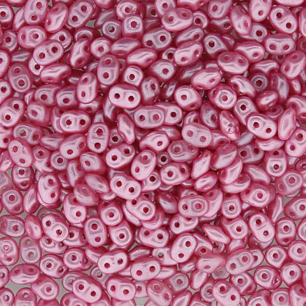 Superduo Beads, Pastel Pink, 10g.