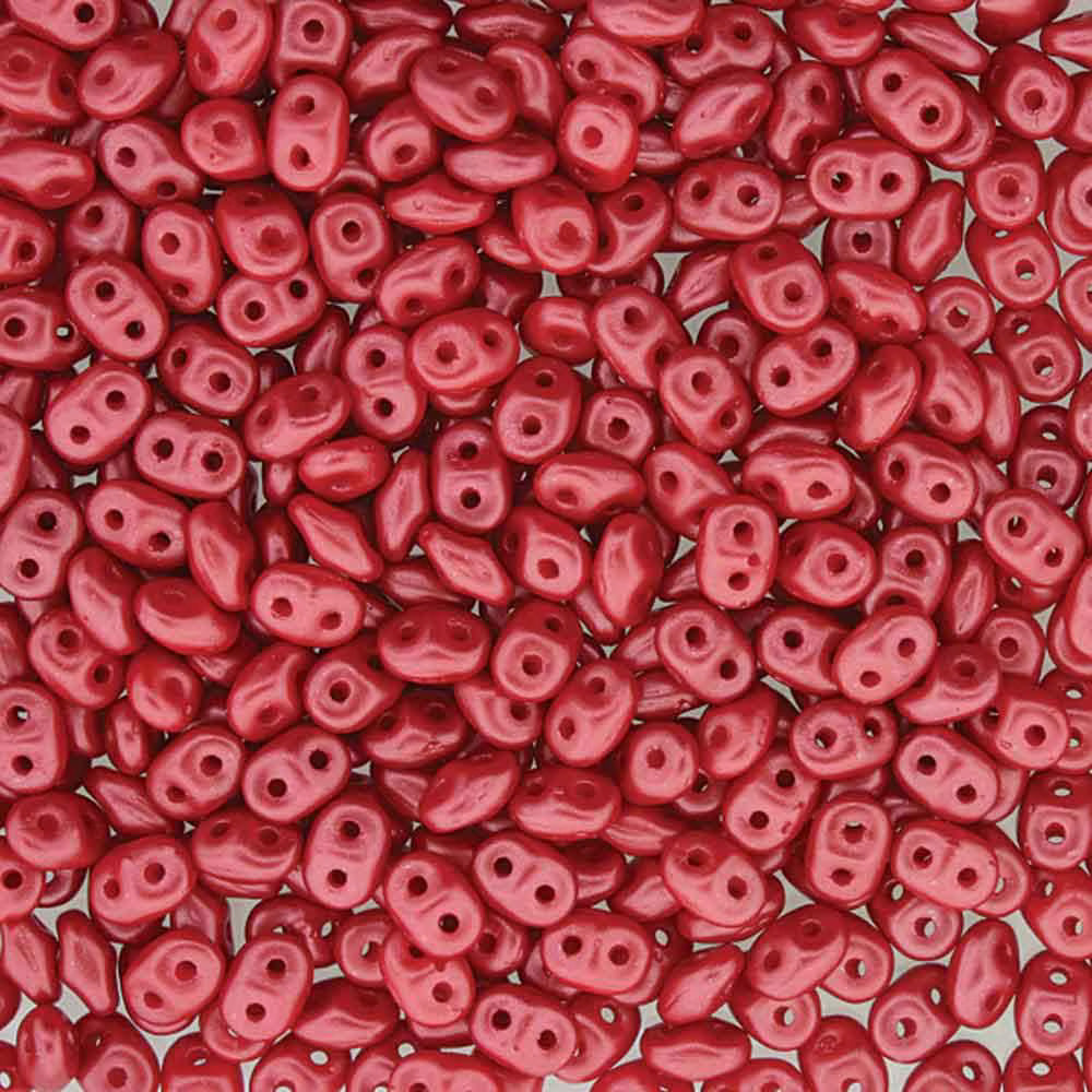 Superduo Beads, Pastel Dark Coral, 10g.