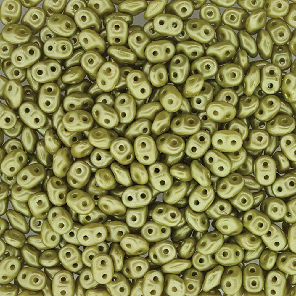 Superduo Beads, Pastel Lime, 10g.