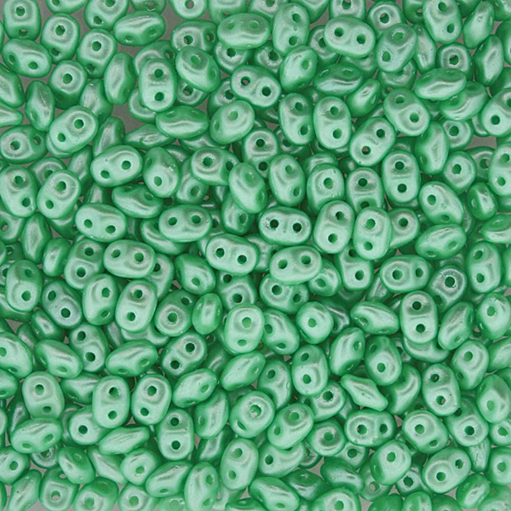 Superduo Beads, Pastel Light Green Chrysolite, 10g.