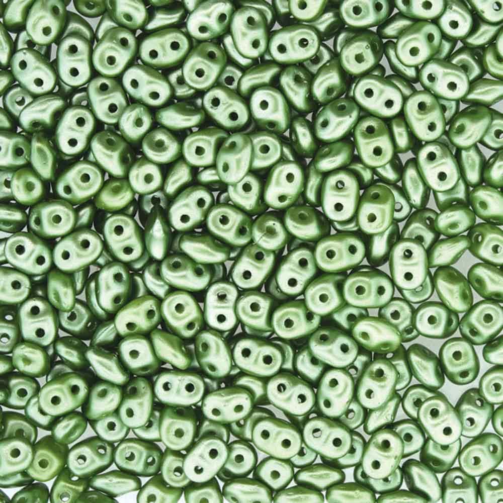 Superduo Beads, Pastel Olivine, 10g.
