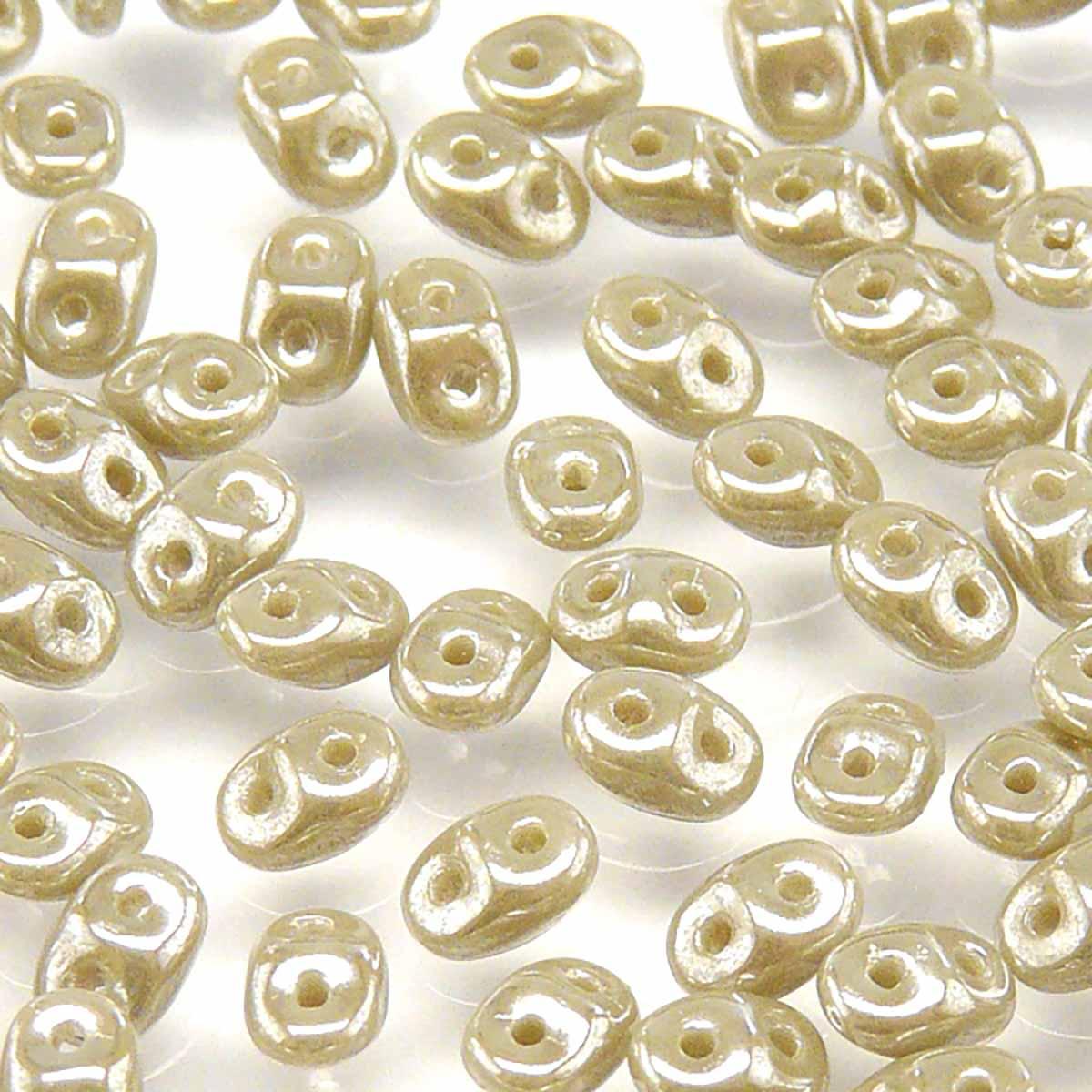 Superduo Beads, Opaque Grey White Luster, 10g.