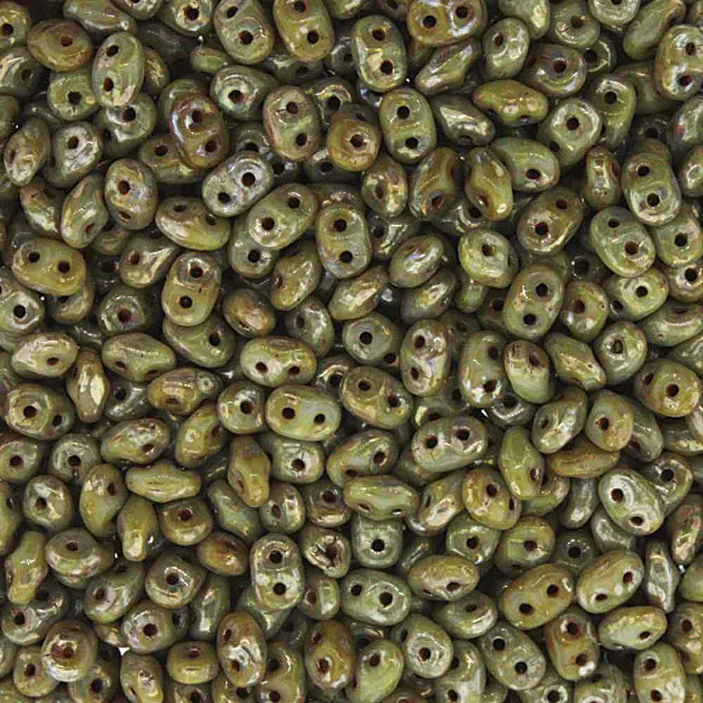 Superduo Beads, Picasso Opaque Grey, 10g.