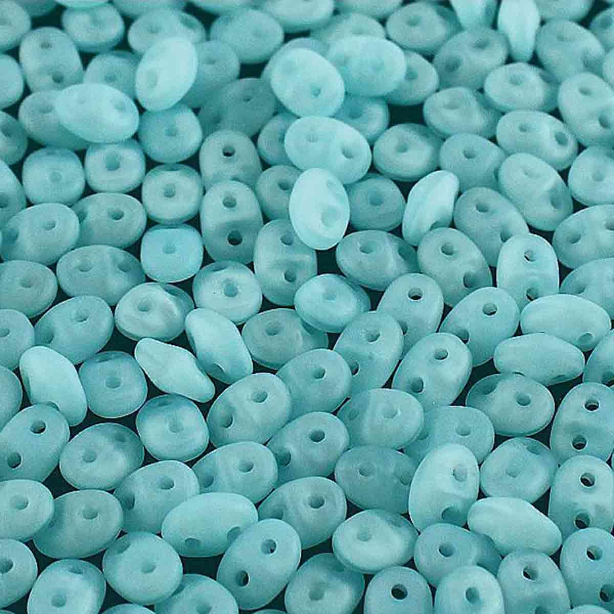 Superduo Beads, Opal Aqua Matte, 10g.