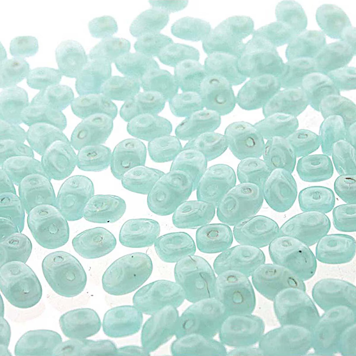 Superduo Beads, Opal Green Aqua, 10g.