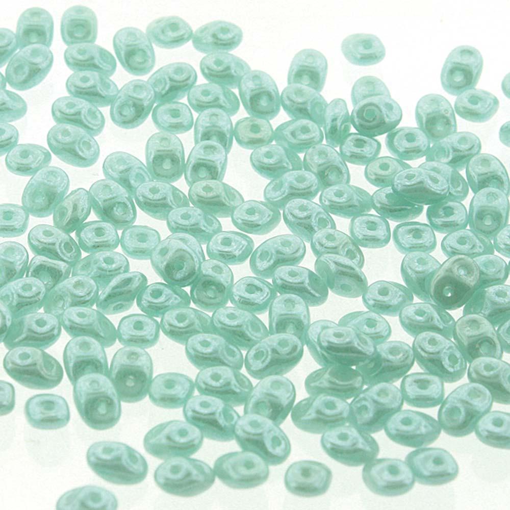 Superduo Beads, Opal Turquoise Blue White Luster, 10g.