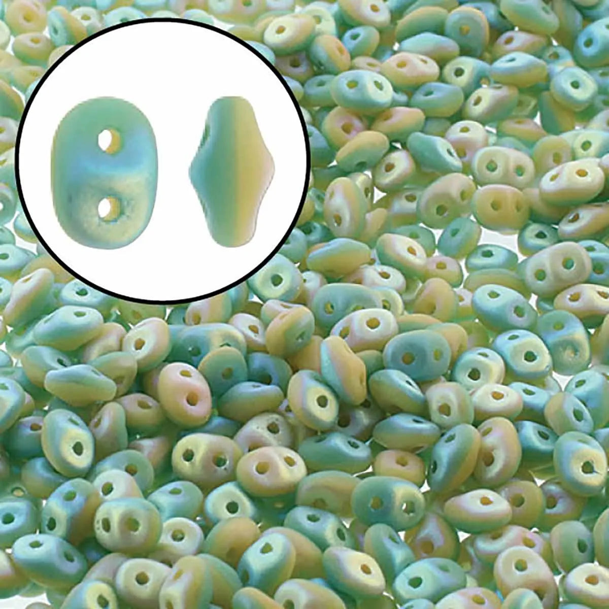 Superduo Beads, Duet GT Ivory Full Matte AB, 10g.