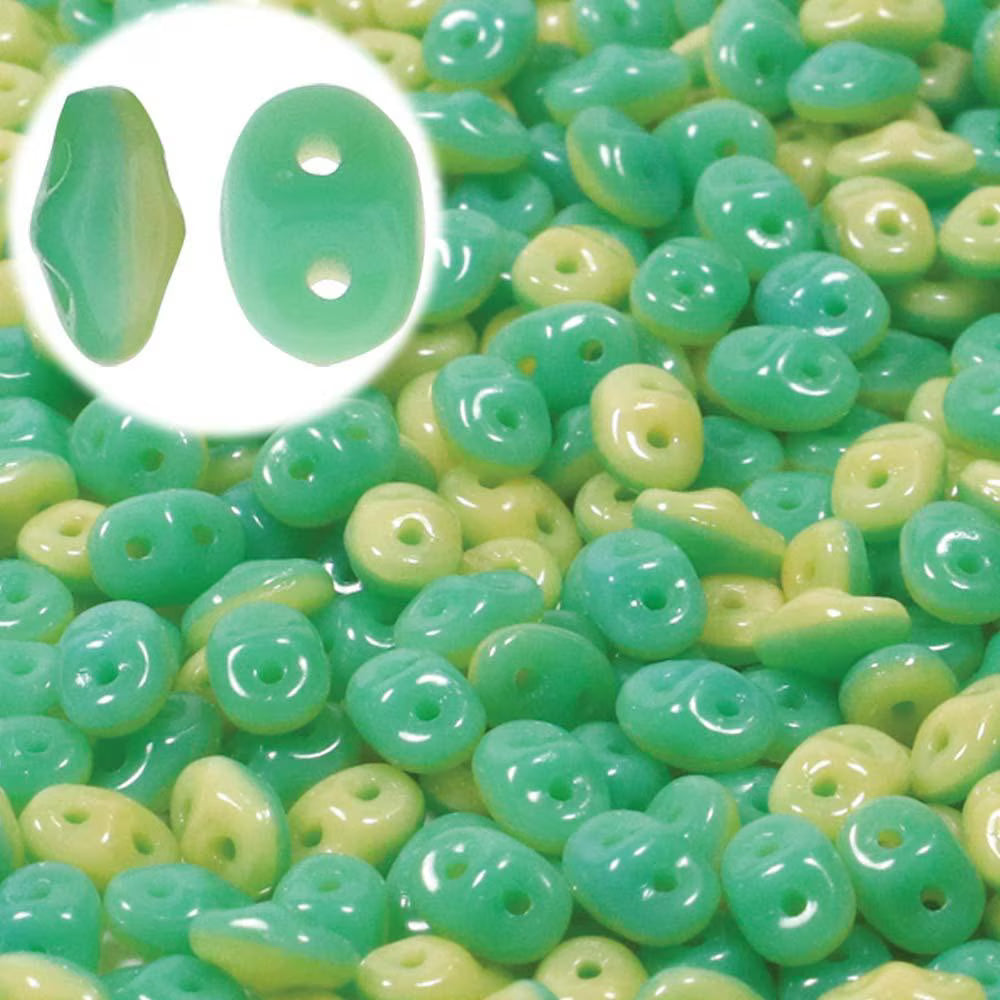 Superduo Beads, Duets GTQ Ivory Opaque, 10g.