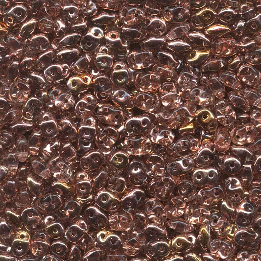 Superduo Beads, Rosaline Capri Gold, 10g.