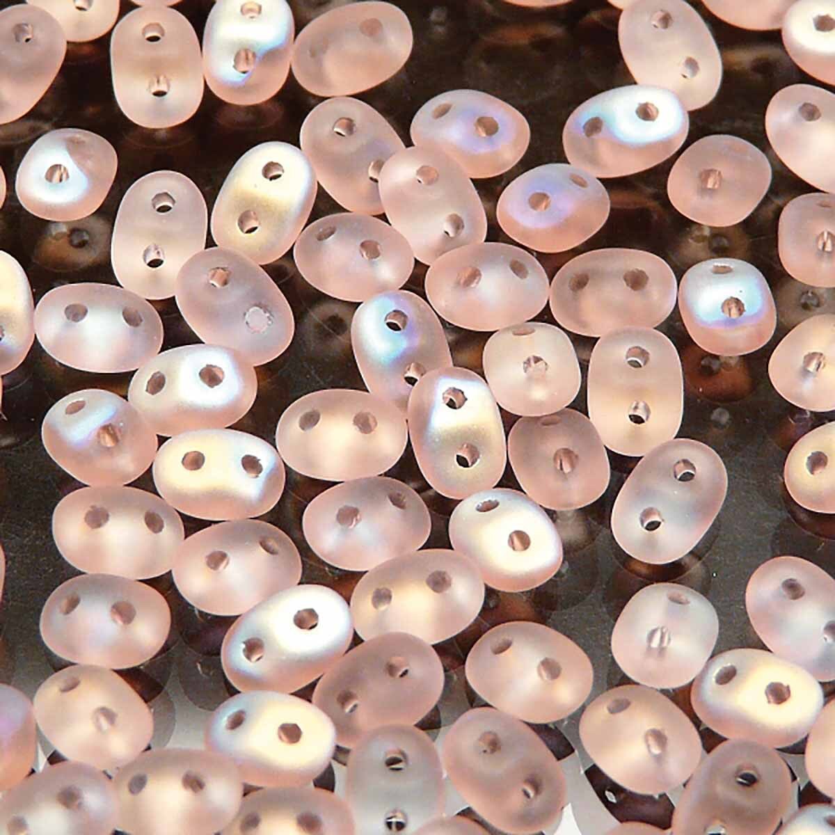 Superduo Beads, Rosaline AB Matte, 10g.