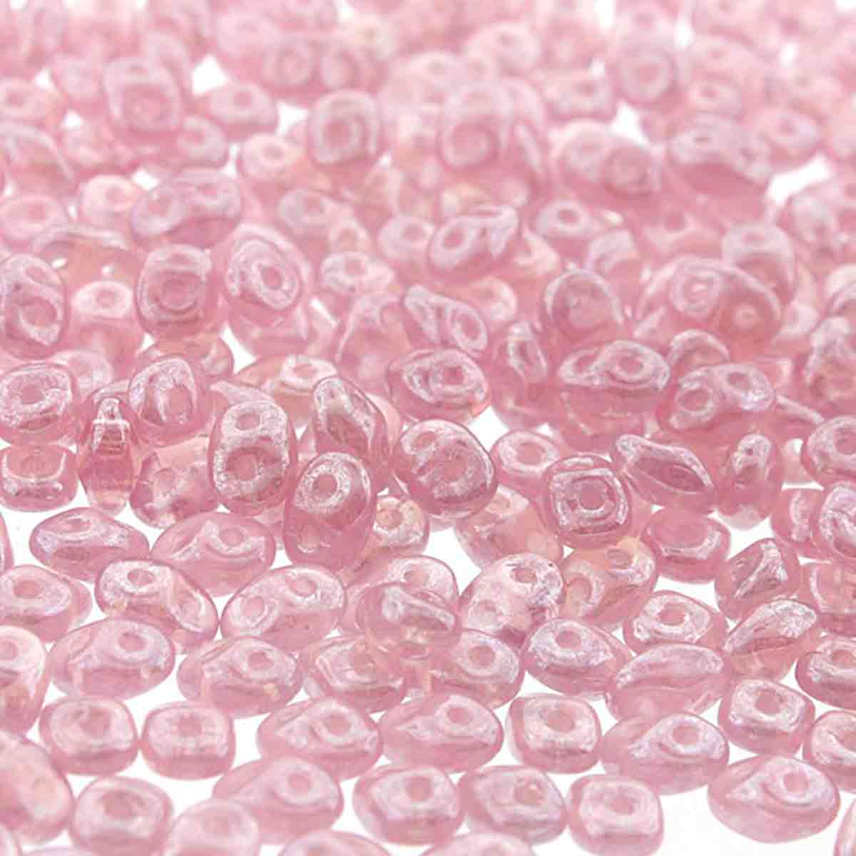 Superduo Beads, Opal Rose White Luster, 10g.