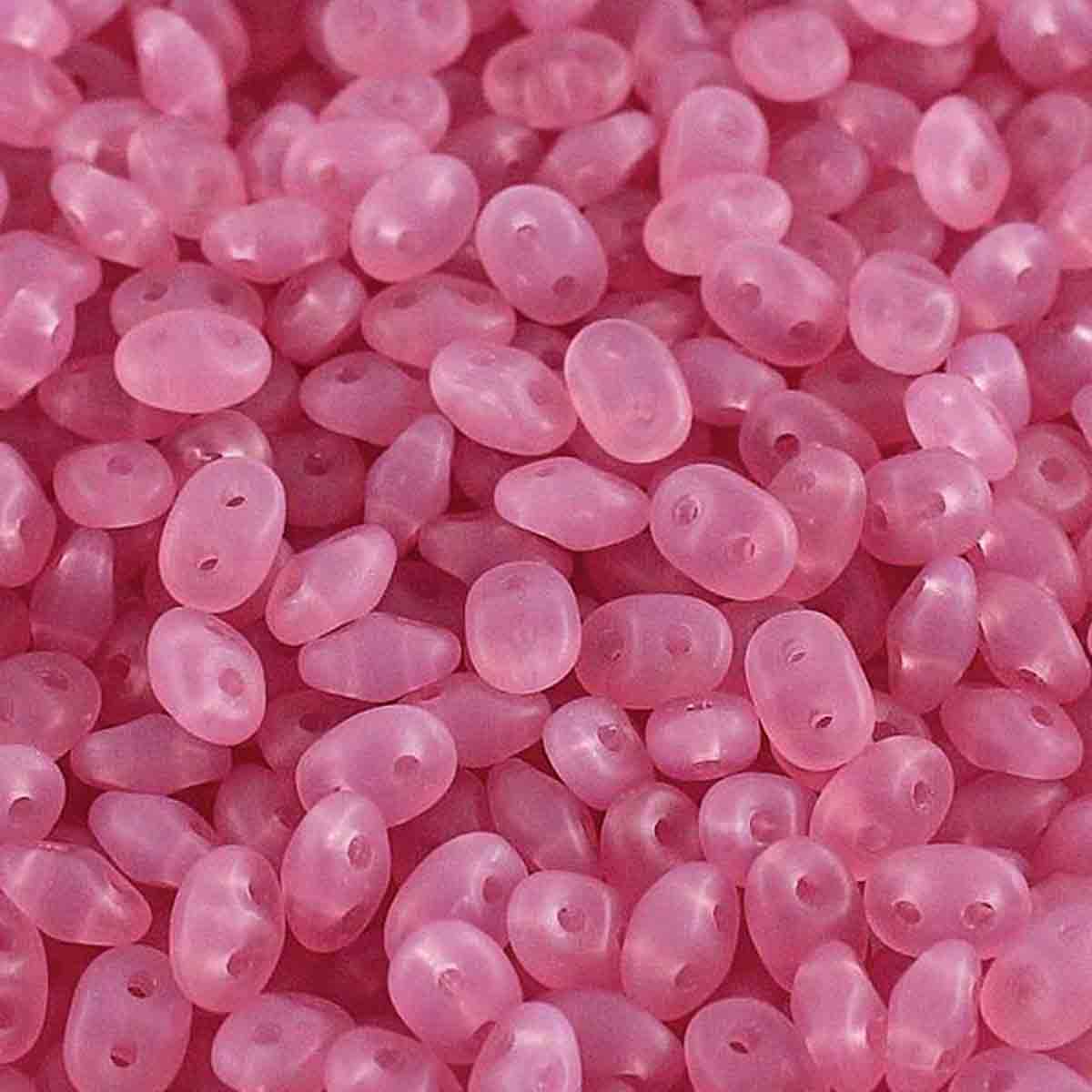 Superduo Beads, Opal Rose Matte, 10g.