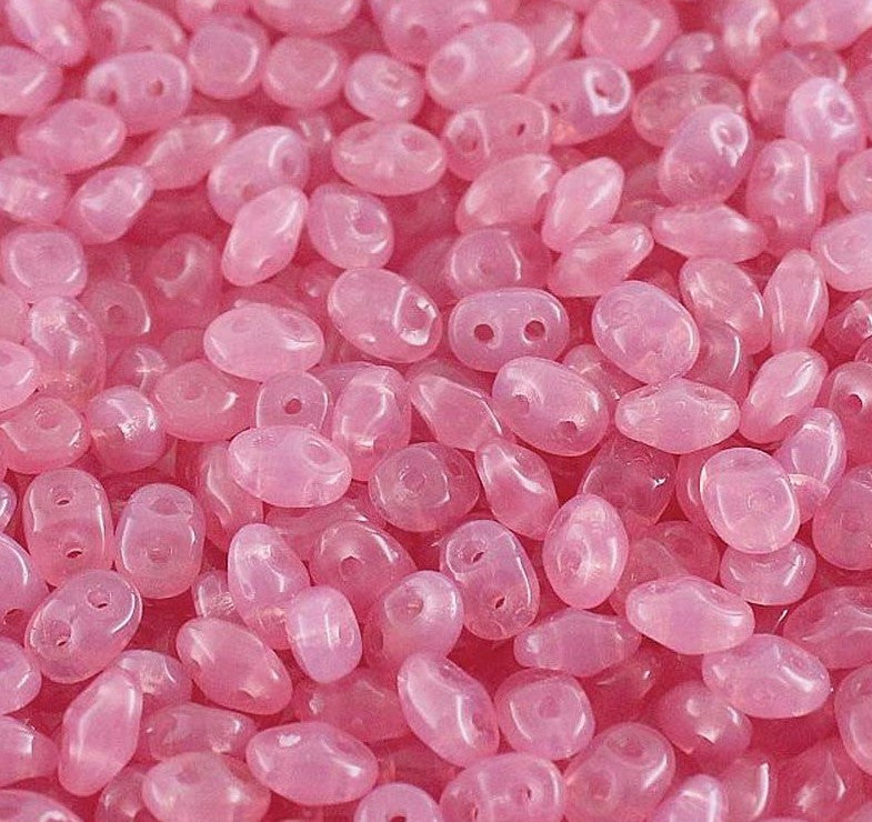 Superduo Beads, Opal Rose, 10g.