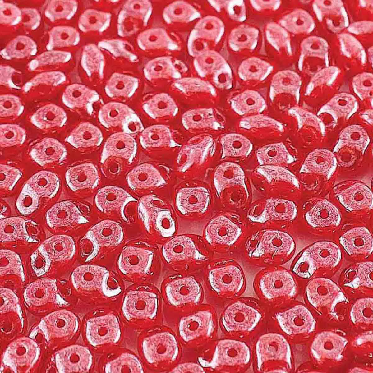 Superduo Beads, Opal Red White Luster, 10g.
