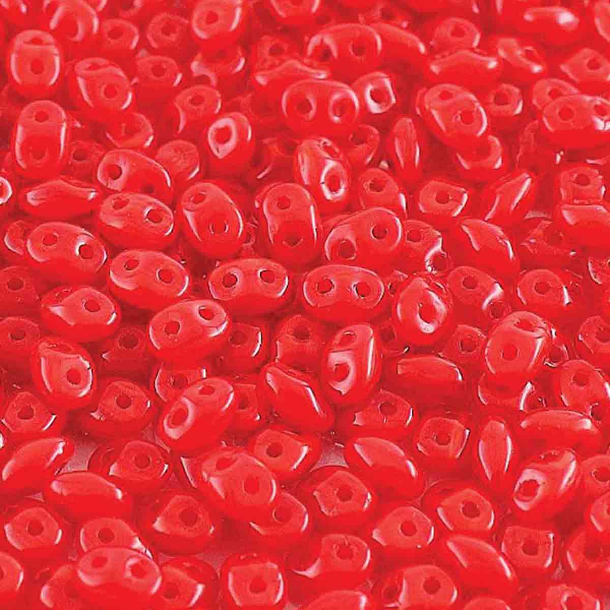 Superduo Beads, Opal Red, 10g.