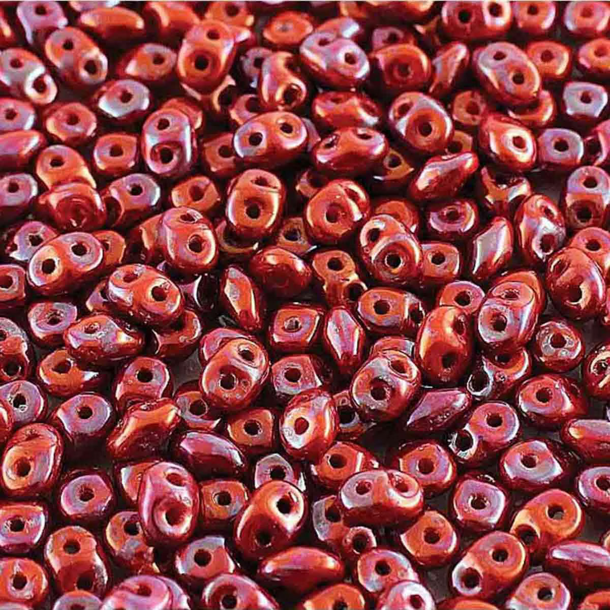 Superduo Beads, Nebula Coral Red, 10g.