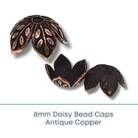 PRICING NEEDED - Daisy Bead Caps, 8mm - The Argus Collection