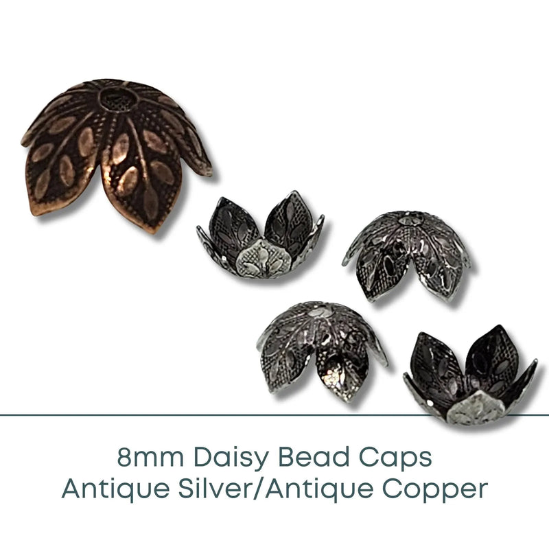 PRICING NEEDED - Daisy Bead Caps, 8mm - The Argus Collection