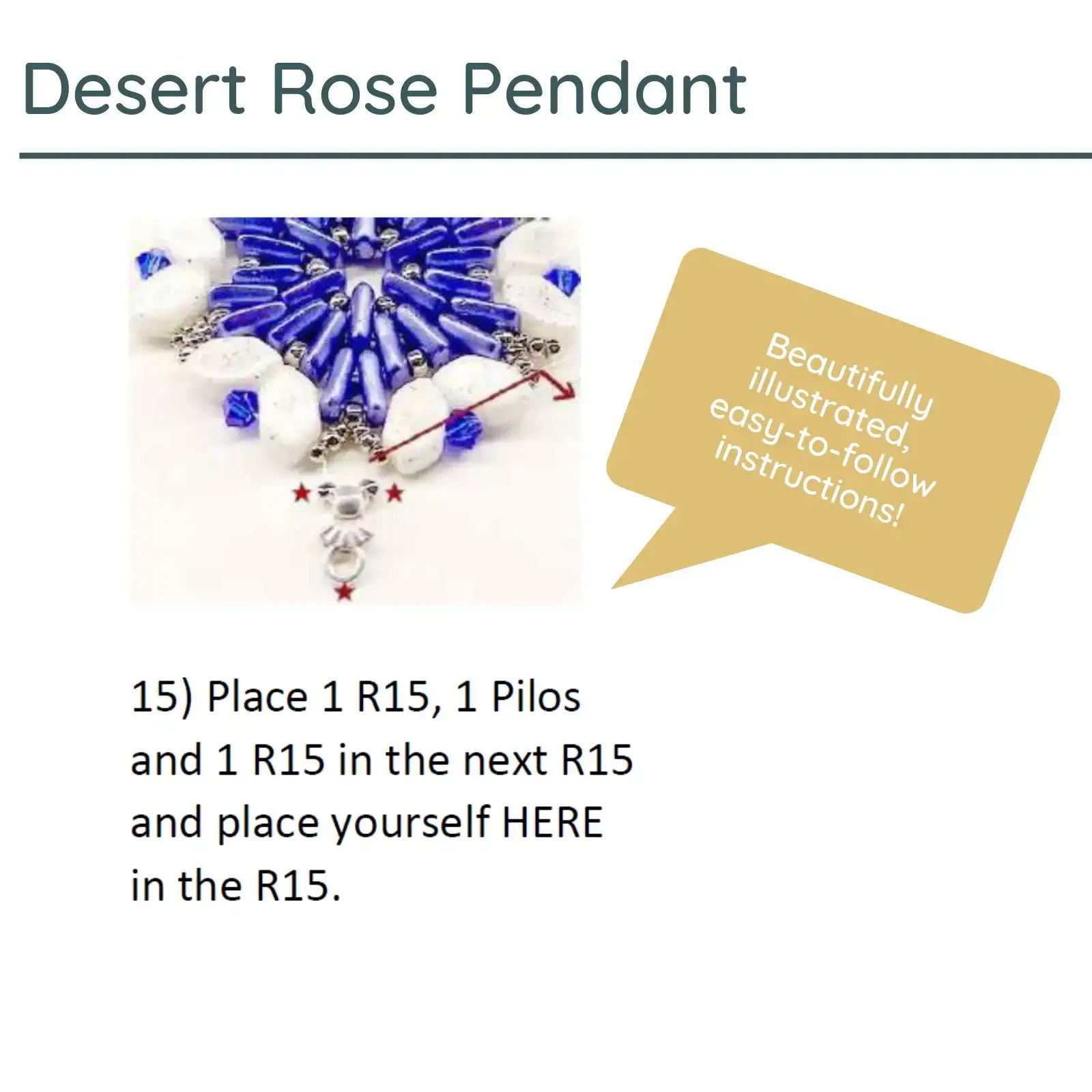 Desert Rose Pendant Pattern par Puca - The Argus Collection