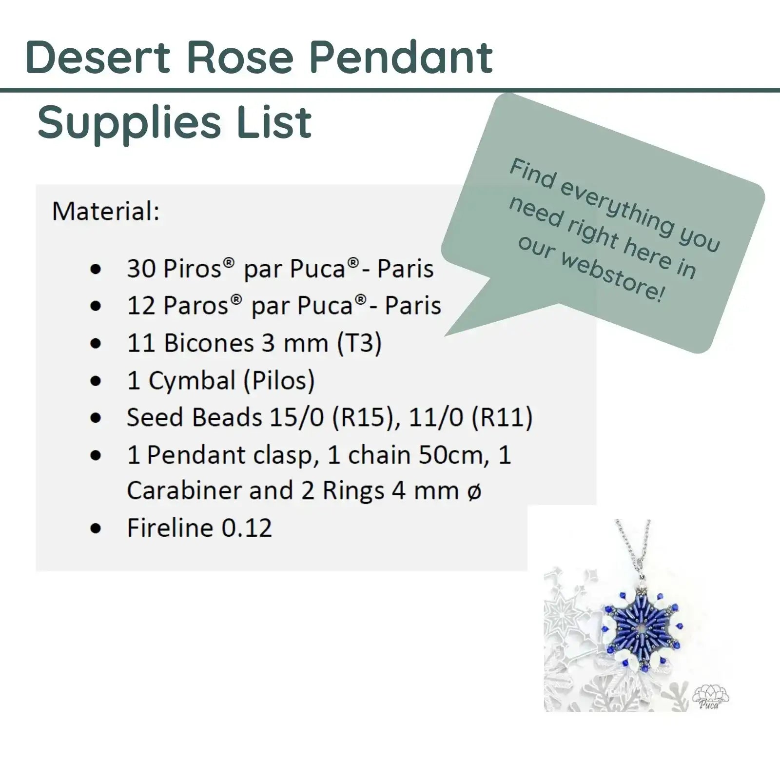 Desert Rose Pendant Pattern par Puca - The Argus Collection