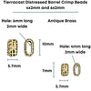 Tierracast Distressed Barrel Crimp Beads, 6x2mm & 4x2mm, 2 Pcs. - The Argus Collection