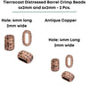 Tierracast Distressed Barrel Crimp Beads, 6x2mm & 4x2mm, 2 Pcs. - The Argus Collection