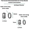 Tierracast Distressed Barrel Crimp Beads, 6x2mm & 4x2mm, 2 Pcs. - The Argus Collection