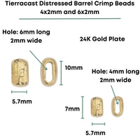 Tierracast Distressed Barrel Crimp Beads, 6x2mm & 4x2mm, 2 Pcs. - The Argus Collection