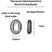 Tierracast Distressed Oval Barrel Crimp Beads, 2 Pcs. - The Argus Collection