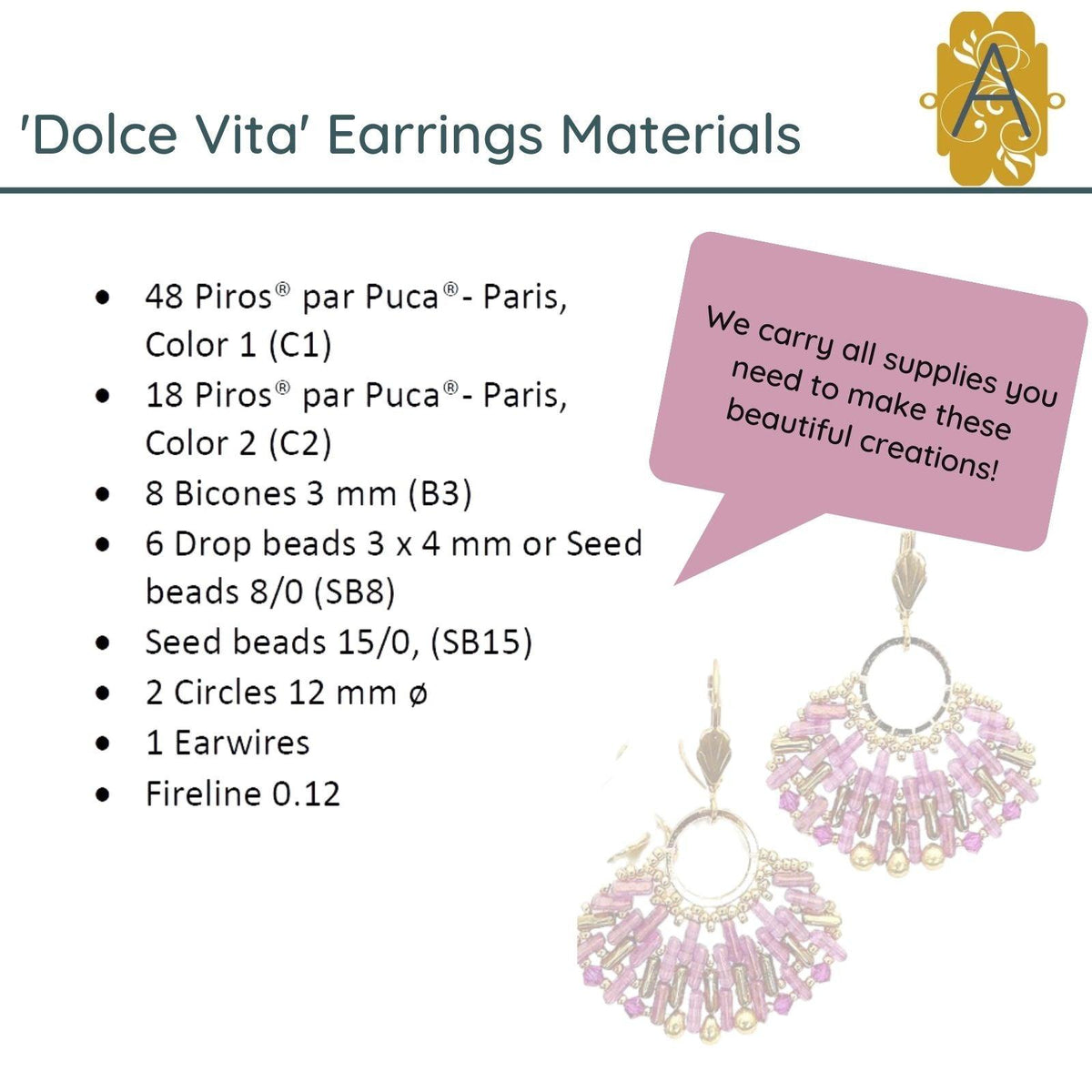 Dolce Vita Earrings Pattern par Puca - The Argus Collection