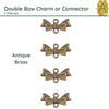 Double Bow Charm, Connector or Link, 3 Colors, 2 Pieces - The Argus Collection