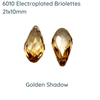 Facetted Electroplated Briolettes, 6010 Style, 21x10mm - The Argus Collection