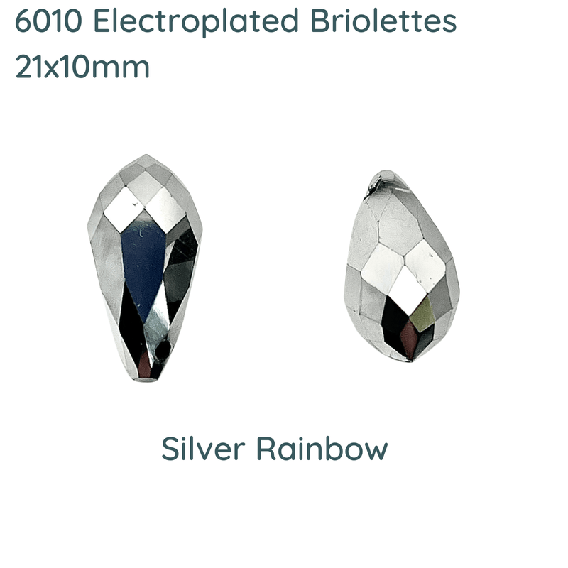 Facetted Electroplated Briolettes, 6010 Style, 21x10mm - The Argus Collection