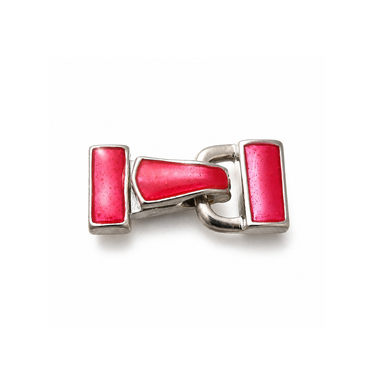 Crimson enamel fold over clasp with superior platinum-tone rack plated brass finish
