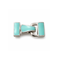 Turquoise enamel fold over clasp with superior platinum-tone rack plated brass finish