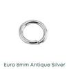 Euro 8mm Jump Rings, 18 Gauge, 20 Pcs.