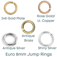 Euro 8mm Jump Rings, 18 Gauge, 20 or 100 Pcs.