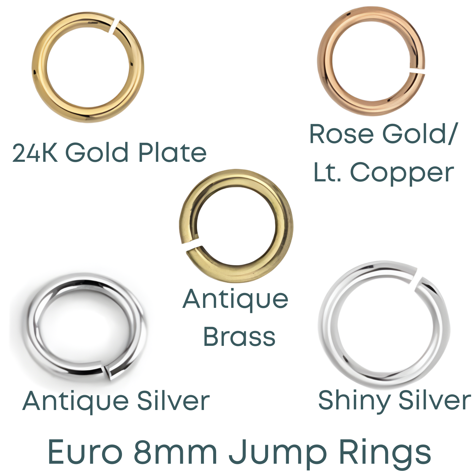 Euro 8mm Jump Rings, 18 Gauge, 20 or 100 Pcs.