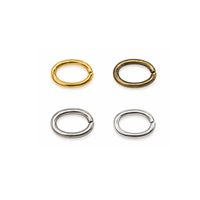 Euro Small Oval Jump Rings, 22 gauge and 4x3mm, in Gold, Antique Brass, Antique Silver and Shiny Silver finishes.