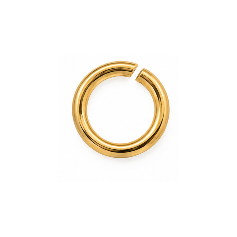 Euro 6mm round open jump ring, 18 gauge, in Gold finish.