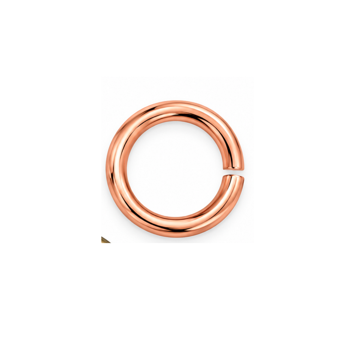 Euro 8mm Round Open Jump Ring in Rose Gold/Light Copper finish, 18 gauge.